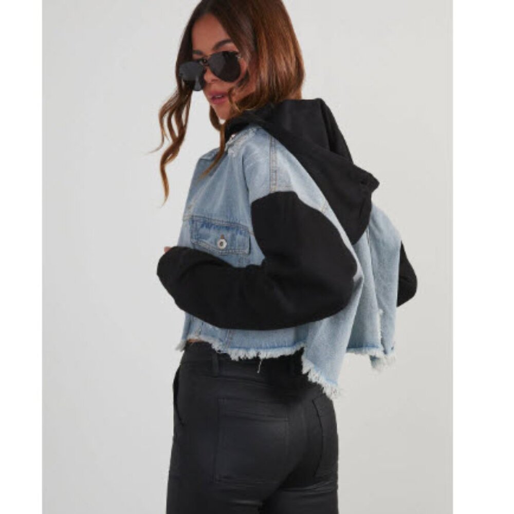 Maxed Out Denim Contrast Hooded Jacket